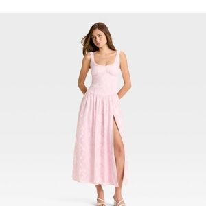 Women's Jacquard Tulle Trim Maxi A-Line Dress - Wild Fable